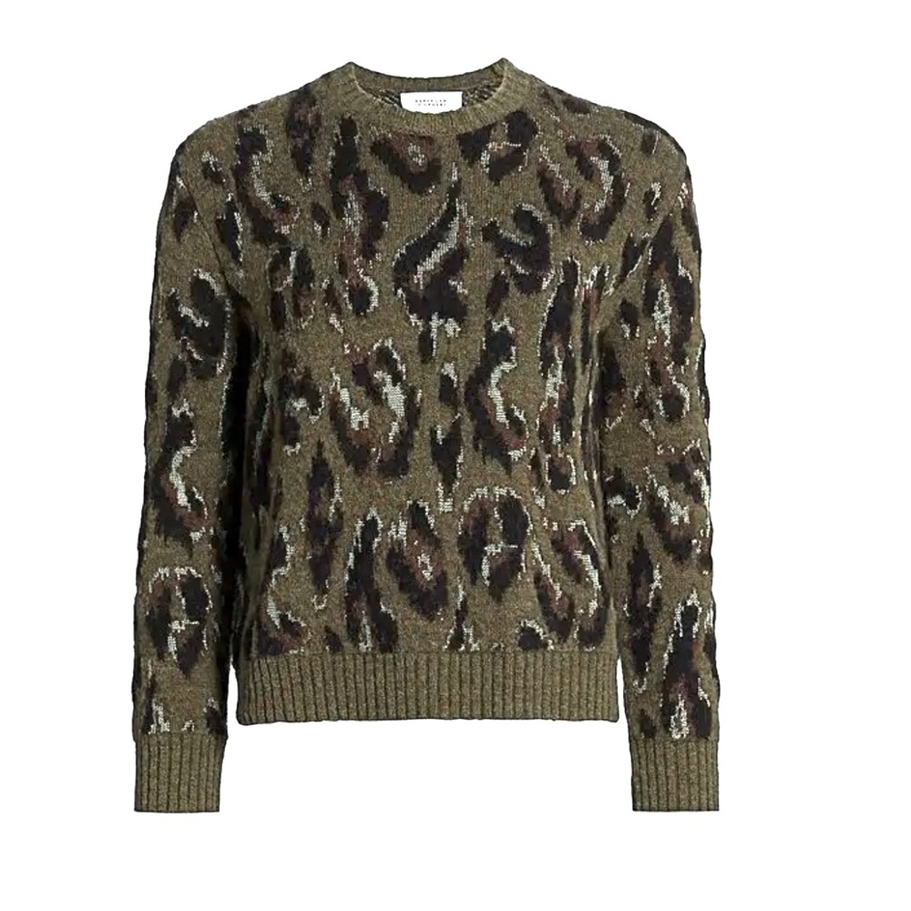 DEREK LAM 10 CROSBY  Evan Textured Leopard Sweater - Green Multi Size S - Picture 3 of 6